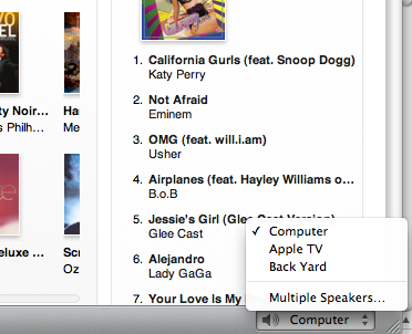 Figure 6. From within iTunes, you can select the destination for your music