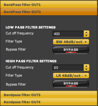 Figure 5. Woofer channel with crossover filter disabled