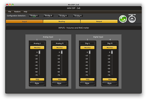 Figure 2. miniDSP 2x8 Input Screen