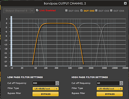 Figure 5. miniDSP 2x8 crossover settings screen