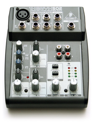 Figure 3. Behringer Xenyx 502 mini-mixer with mic preamp and phantom power