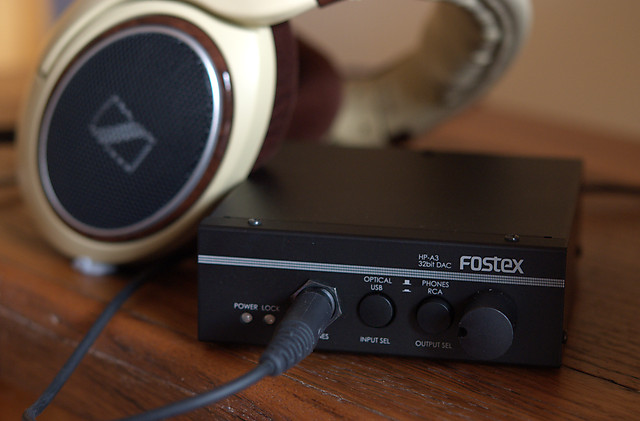 Fostex HP-A3 DAC and headphone amp, with Sennheiser HD-598