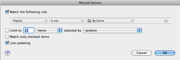 Missed Genres smart playlist