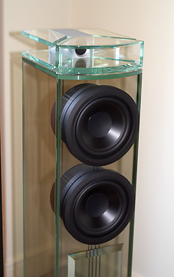 Waterfall glass speakers at the Sydney Audio and AV Show