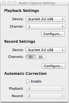 Scarlett 2i2 selection in FuzzMeasure Pro