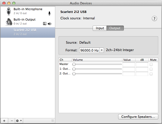 focusrite scarlett 2i2 driver on 48 khz