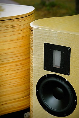 Vapor Audio Cirrus in flame maple finish wih bare ply sides