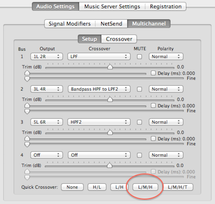 Pure Music Multichannel Setup screen