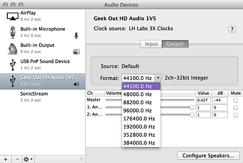 Besides the eye–catching selection of native LPCM sample rates supported, notice the 44 decibels of padding needed for UE900s