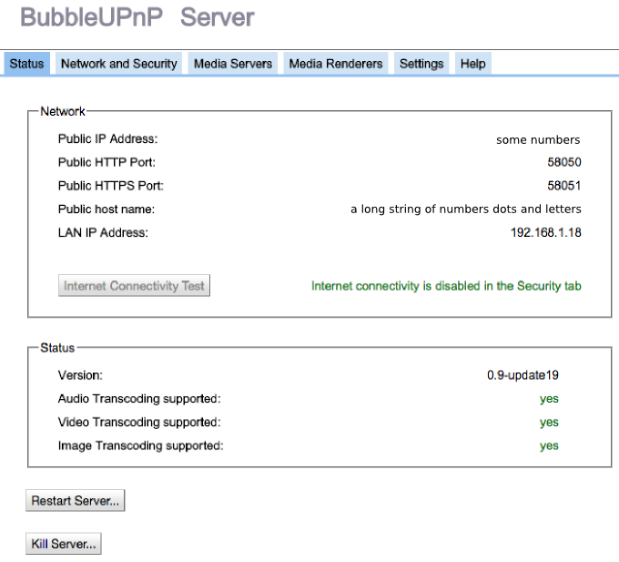 BubbleUPnP status