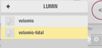 Lumin settings volumio